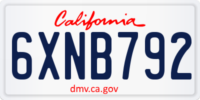 CA license plate 6XNB792
