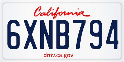 CA license plate 6XNB794