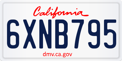 CA license plate 6XNB795