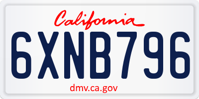 CA license plate 6XNB796