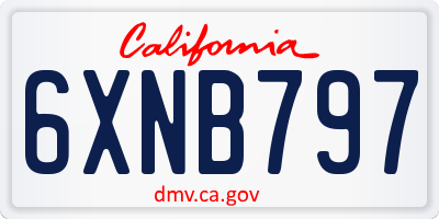 CA license plate 6XNB797