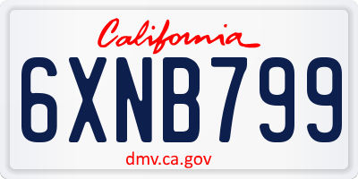 CA license plate 6XNB799