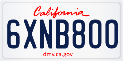 CA license plate 6XNB800
