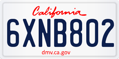CA license plate 6XNB802