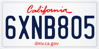 CA license plate 6XNB805