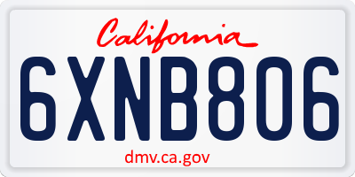 CA license plate 6XNB806