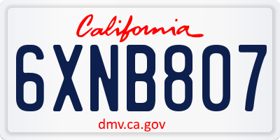CA license plate 6XNB807