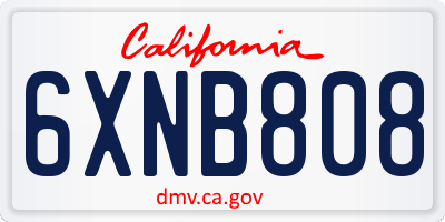 CA license plate 6XNB808