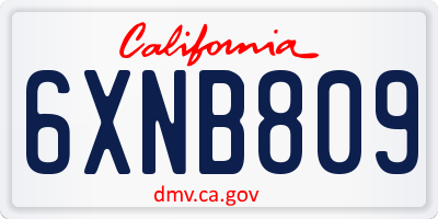 CA license plate 6XNB809