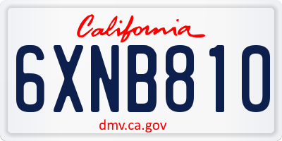 CA license plate 6XNB810