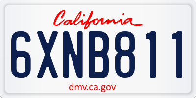 CA license plate 6XNB811
