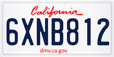 CA license plate 6XNB812