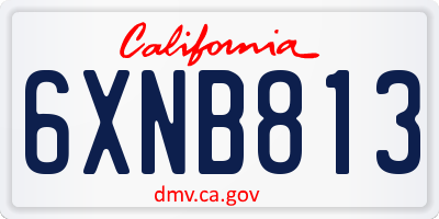 CA license plate 6XNB813