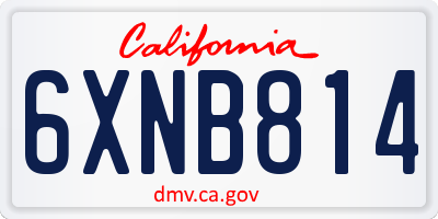 CA license plate 6XNB814