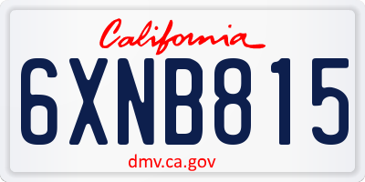 CA license plate 6XNB815