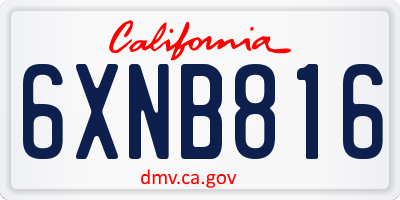 CA license plate 6XNB816