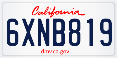 CA license plate 6XNB819