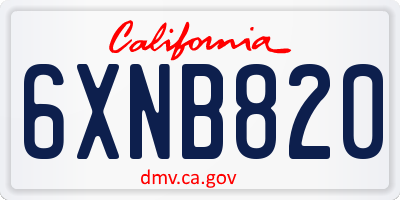 CA license plate 6XNB820