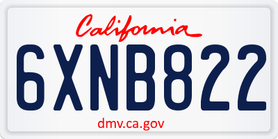 CA license plate 6XNB822