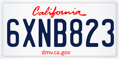 CA license plate 6XNB823