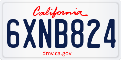 CA license plate 6XNB824