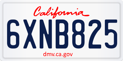 CA license plate 6XNB825