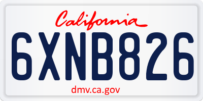 CA license plate 6XNB826