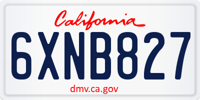 CA license plate 6XNB827