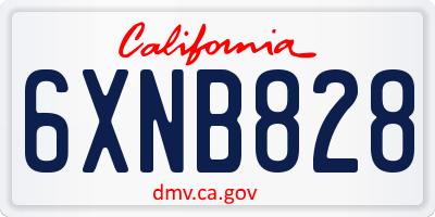 CA license plate 6XNB828