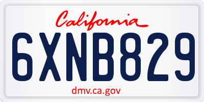 CA license plate 6XNB829