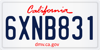 CA license plate 6XNB831