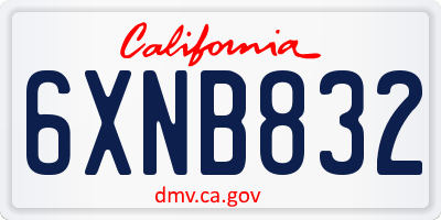 CA license plate 6XNB832