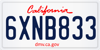 CA license plate 6XNB833