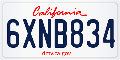 CA license plate 6XNB834