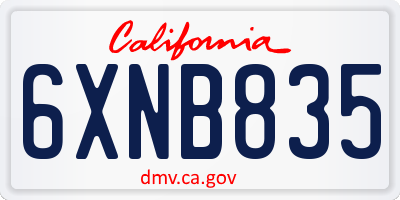 CA license plate 6XNB835