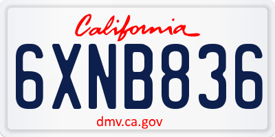 CA license plate 6XNB836