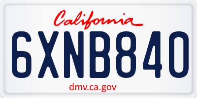 CA license plate 6XNB840