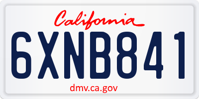 CA license plate 6XNB841