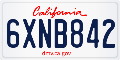 CA license plate 6XNB842