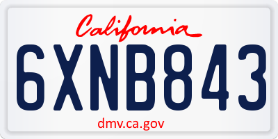CA license plate 6XNB843