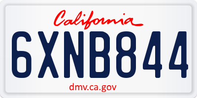 CA license plate 6XNB844