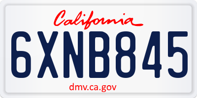 CA license plate 6XNB845