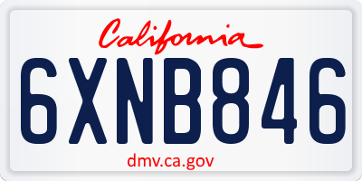 CA license plate 6XNB846