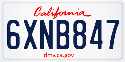 CA license plate 6XNB847