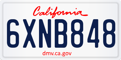 CA license plate 6XNB848