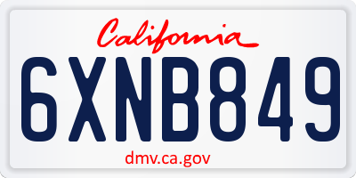 CA license plate 6XNB849
