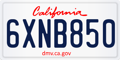 CA license plate 6XNB850