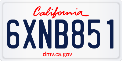 CA license plate 6XNB851