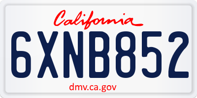 CA license plate 6XNB852