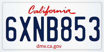 CA license plate 6XNB853